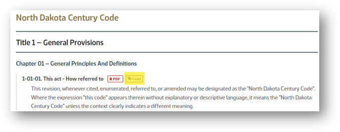 An image of part of the Century Code page's full view.